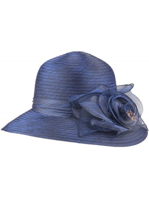 Sun Hats Women's Organza Wide Brim Floral Ribbon Kentucky Derby Church Dress Sun Hat - 3 Style-blue - C2184USYSL3 $19.59