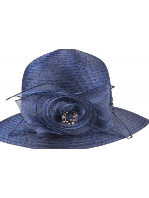 Sun Hats Women's Organza Wide Brim Floral Ribbon Kentucky Derby Church Dress Sun Hat - 3 Style-blue - C2184USYSL3 $19.59