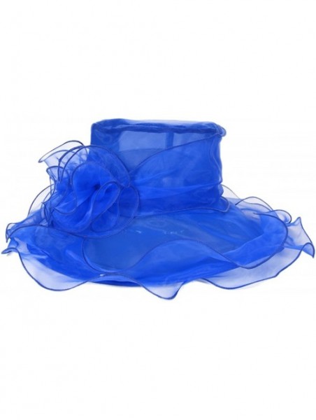 Sun Hats Ladies Wide Brim Organza Derby hat for Kentucky Derby Church Tea Party Wedding - S09-royal Blue - C518R2I86Z6 $21.41