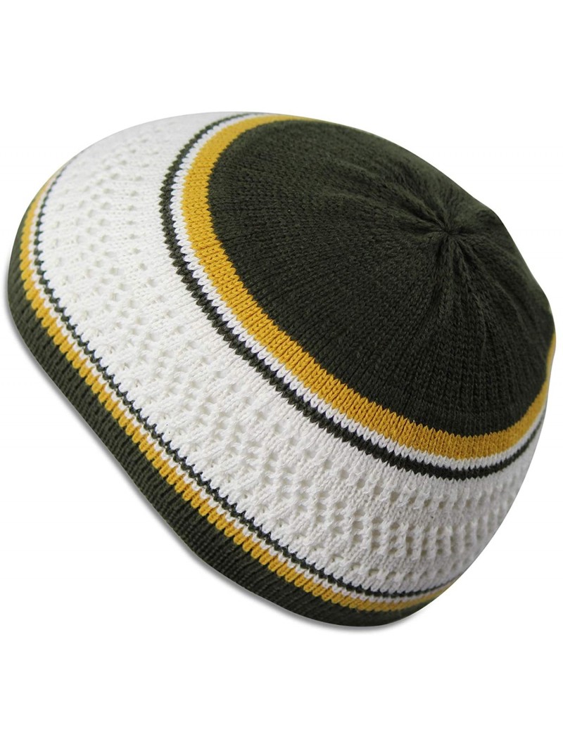 Skullies & Beanies 100% Cotton Skull Cap Chemo Kufi Under Helmet Beanie Hats in Solid Colors and Stripes - CO18LN53SDT $13.06