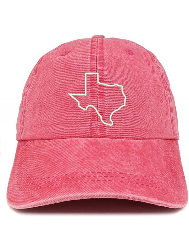 Baseball Caps Texas State Outline Embroidered Washed Cotton Adjustable Cap - Red - CC185LTWIA0 $18.06