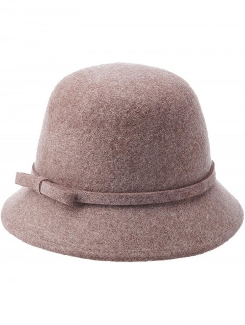 Bucket Hats 100% Wool Vintage Felt Cloche Bucket Bowler Hat Winter Women Church Hats - Camel55 - C718W920ZDY $32.26