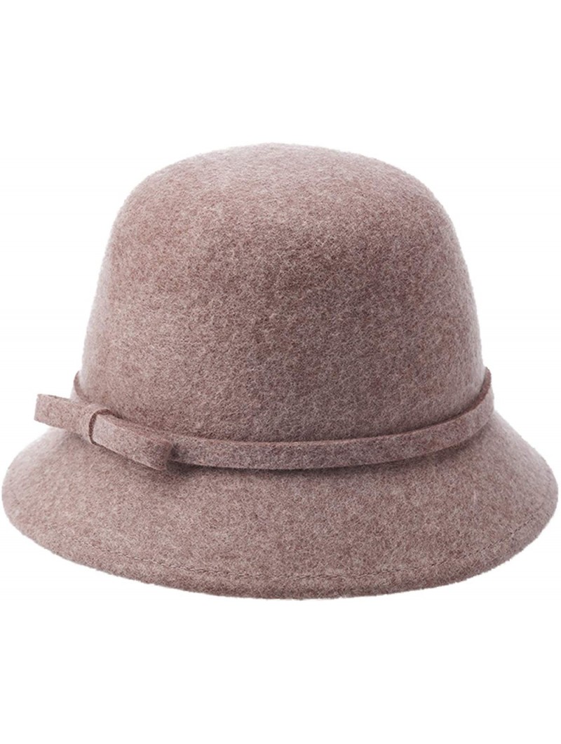 Bucket Hats 100% Wool Vintage Felt Cloche Bucket Bowler Hat Winter Women Church Hats - Camel55 - C718W920ZDY $32.26