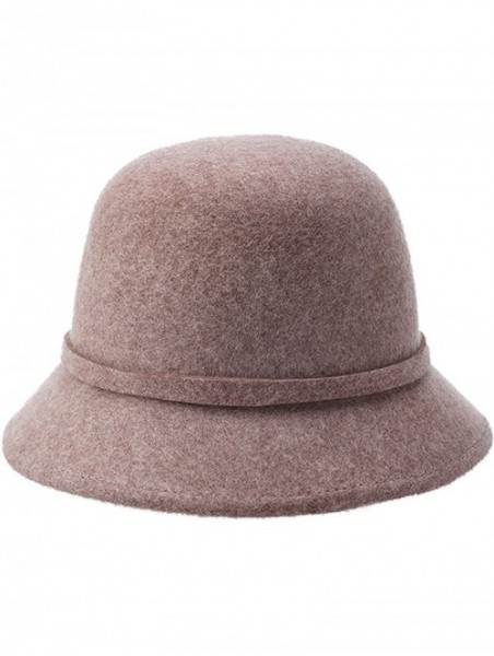 Bucket Hats 100% Wool Vintage Felt Cloche Bucket Bowler Hat Winter Women Church Hats - Camel55 - C718W920ZDY $32.26