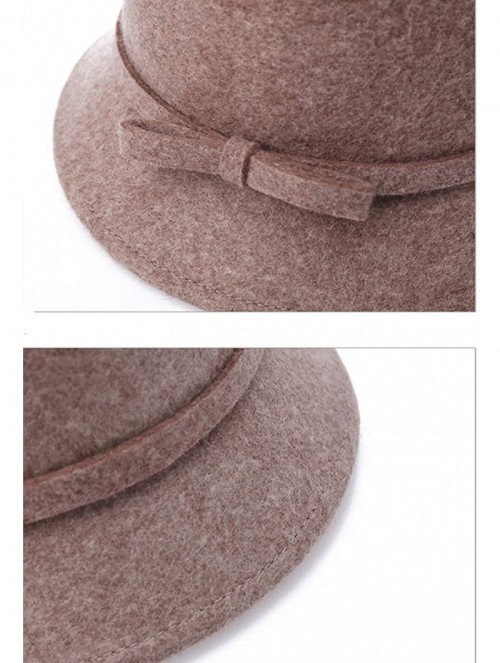 Bucket Hats 100% Wool Vintage Felt Cloche Bucket Bowler Hat Winter Women Church Hats - Camel55 - C718W920ZDY $32.26