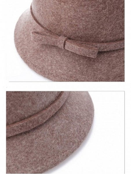 Bucket Hats 100% Wool Vintage Felt Cloche Bucket Bowler Hat Winter Women Church Hats - Camel55 - C718W920ZDY $32.26