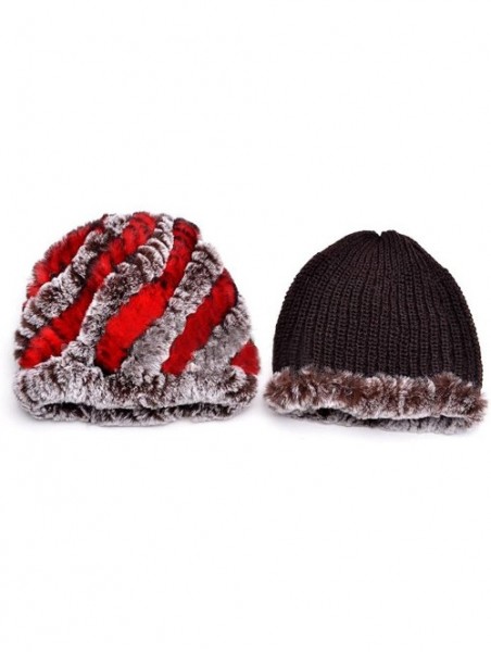 Skullies & Beanies Thicken Rex Rabbit Fur Knit Beanie Hats Multicolor - Colorful2 - CD126HY74E9 $36.77