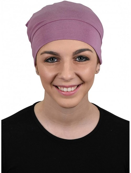 Skullies & Beanies Womens Soft Sleep Cap Comfy Cancer Wig Liner & Hair Loss Cap - Rose - CD12D77LO7H $16.57