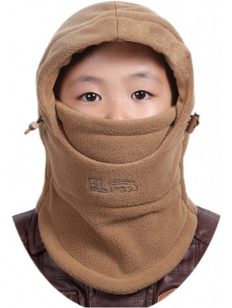 Skullies & Beanies Children's Winter Windproof Cap Thick Warm Face Cover Adjustable Ski Hat - Khaki - CK186QCM8X0 $10.97