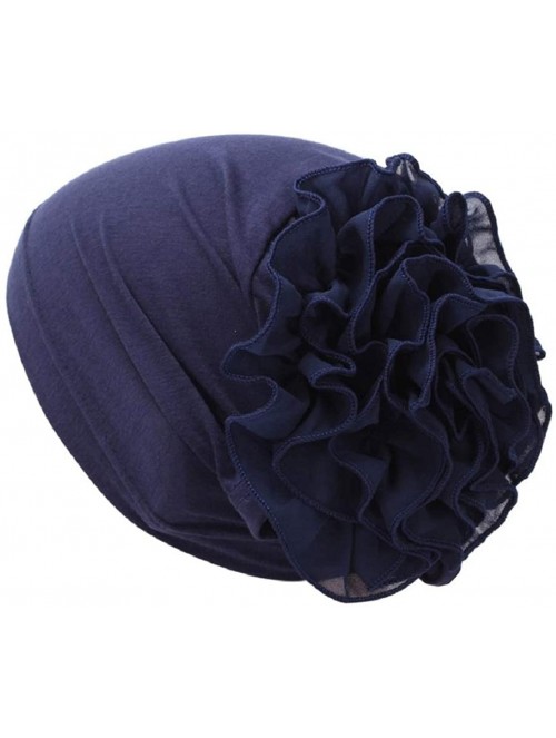 Skullies & Beanies Cancer Chemo Hat Flower Beanie Scarf Ethnic Cloth Print Turban Bonnet India Hat Handwear - D---navy - CL18...