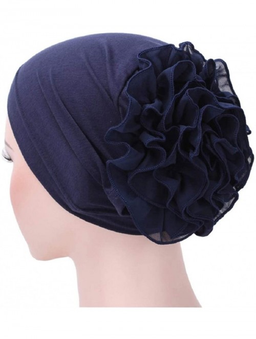 Skullies & Beanies Cancer Chemo Hat Flower Beanie Scarf Ethnic Cloth Print Turban Bonnet India Hat Handwear - D---navy - CL18...