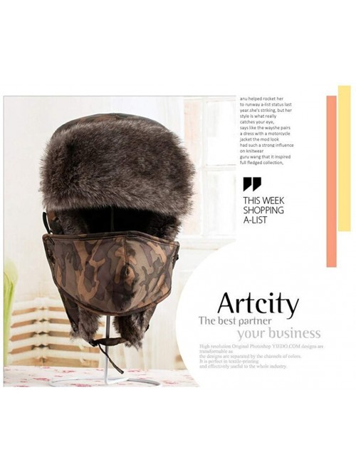 Bomber Hats Unisex Winter Outdoor Trapper Trooper Aviator Ski Hat Earflap with Mask - Yellow Camouflage - CF18NOLCT6Y $20.40