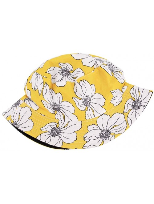 Bucket Hats Reversible Cotton Bucket Hat Multicolored Fisherman Cap Packable Sun Hat - Yellow - CT18WE76E6T $14.46