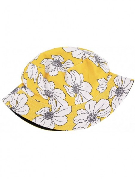 Bucket Hats Reversible Cotton Bucket Hat Multicolored Fisherman Cap Packable Sun Hat - Yellow - CT18WE76E6T $14.46