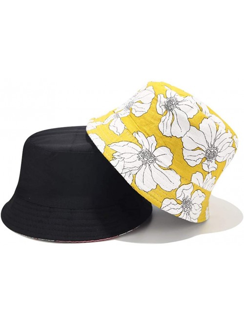 Bucket Hats Reversible Cotton Bucket Hat Multicolored Fisherman Cap Packable Sun Hat - Yellow - CT18WE76E6T $14.46