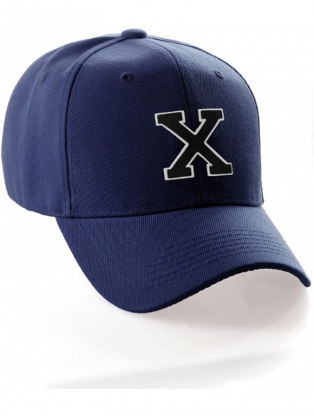 Baseball Caps Classic Baseball Hat Custom A to Z Initial Team Letter- Navy Cap White Black - Letter X - CO18IDY80K0 $12.21