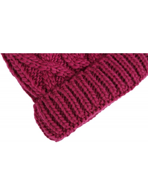 Skullies & Beanies Boys Girls Kids Knit Beanie with Pompom Toddlers Winter Hat Cap - Purple With Fleece - CQ185375NZ8 $13.74