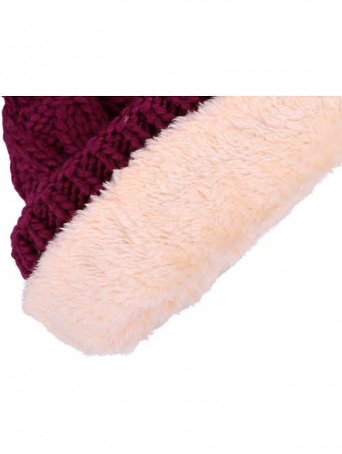 Skullies & Beanies Boys Girls Kids Knit Beanie with Pompom Toddlers Winter Hat Cap - Purple With Fleece - CQ185375NZ8 $13.74