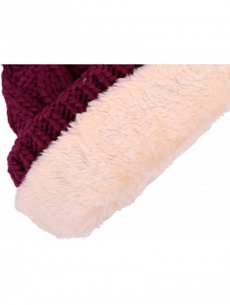 Skullies & Beanies Boys Girls Kids Knit Beanie with Pompom Toddlers Winter Hat Cap - Purple With Fleece - CQ185375NZ8 $13.74