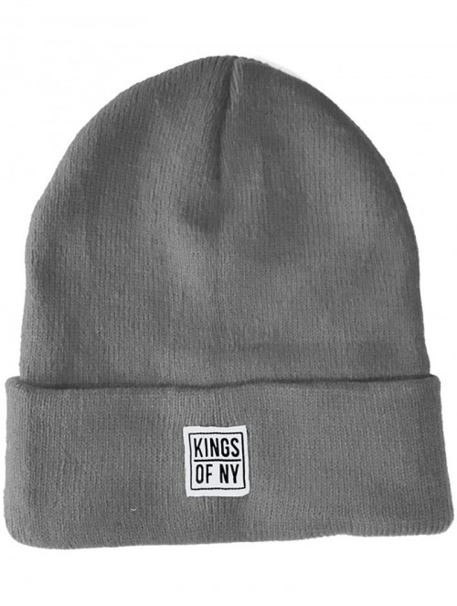 Skullies & Beanies Mini Logo Cuffed Knit Winter Beanie Hat - for Men and Women - Light Grey - CF18KLLSIKK $15.79