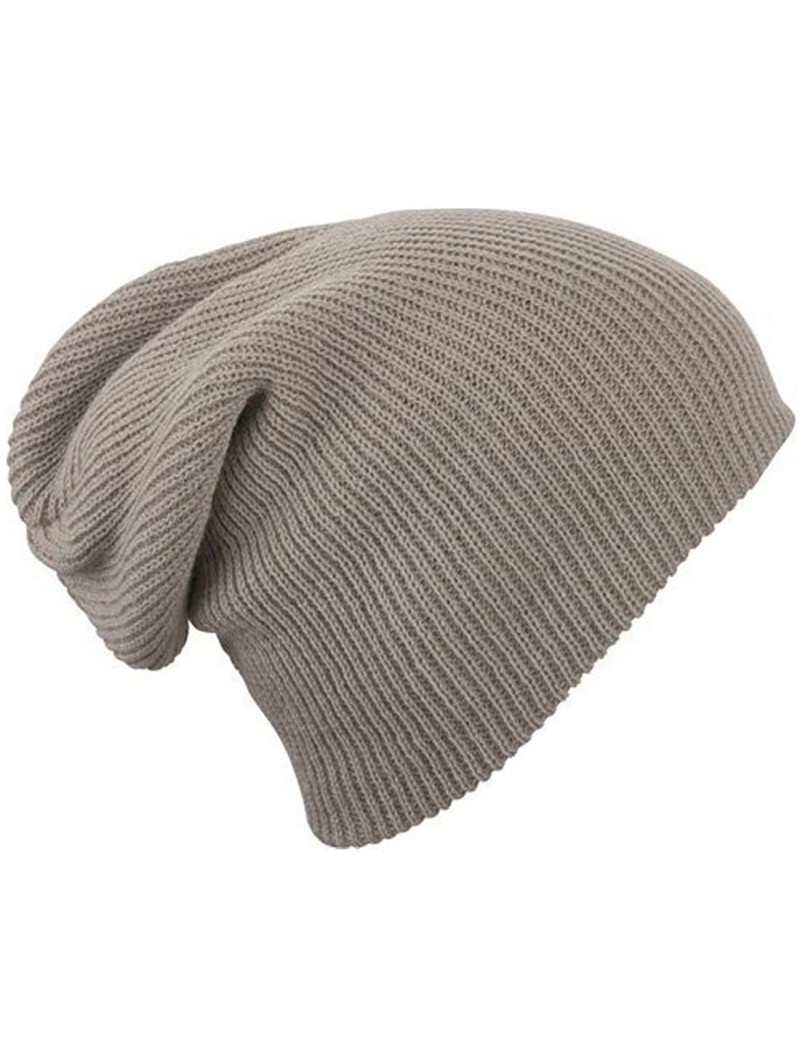 Skullies & Beanies Mens/Woman Knitted Woolly Winter Slouch Beanie Hat - Light Grey - CN12HP9CTEF $9.50