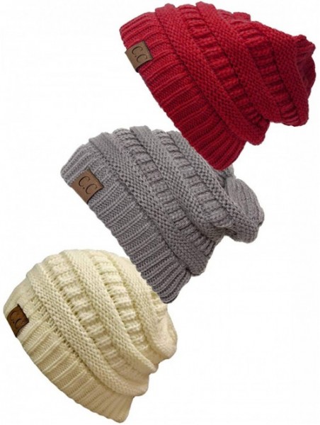 Skullies & Beanies Women's 3-Pack Knit Beanie Cap Hat - CL18LR08DI7 $27.08