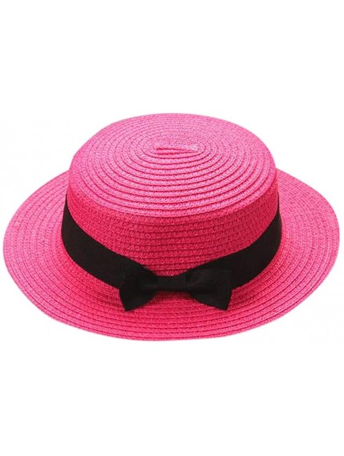 Sun Hats Women Hats-2018 Summer Solid Color Bowknot UV Protection Visor Beach Cap - Hot Pink - CQ18DZTNMTO $9.84