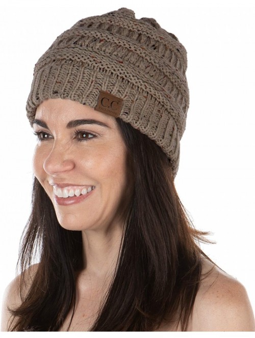 Skullies & Beanies Exclusives Womens Beanie Solid Ribbed Knit Hat Warm Soft Skull Cap - Taupe - Confetti - CH18Y32NW8A $10.98