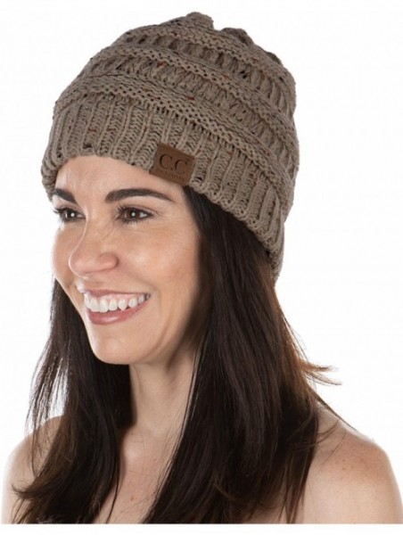 Skullies & Beanies Exclusives Womens Beanie Solid Ribbed Knit Hat Warm Soft Skull Cap - Taupe - Confetti - CH18Y32NW8A $10.98