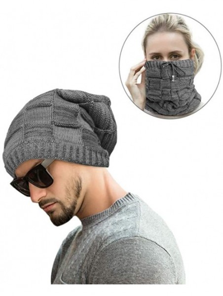 Skullies & Beanies Beanie Hat for Women and Men Slouchy Beanie Cap Winter Warm Hats Knit Thick Skull Cap - Grey - CT18XT77633...