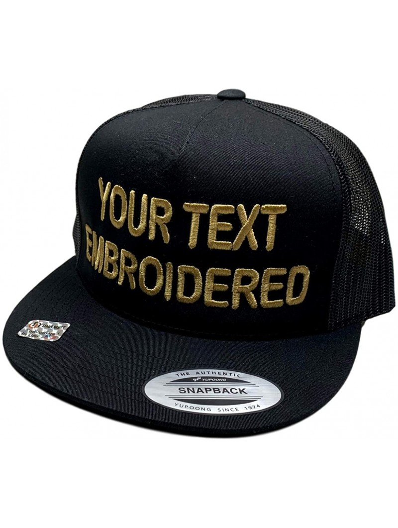 Baseball Caps Custom Trucker Flatbill Hat Yupoong 6006 Embroidered Your Text Snapback - Black - CH1887KO0RQ $37.90