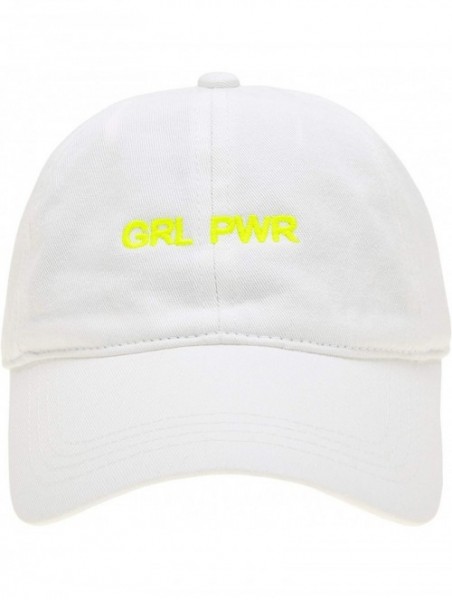 Baseball Caps Baseball Dad Hat Vintage Washed Cotton Low Profile Embroidered Adjustable Baseball Caps - Grl Pwr - Neon Yellow...