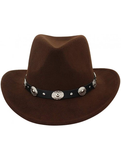 Cowboy Hats Men & Women's Felt Wide Brim Western Cowboy Hat - Coffee - CH18H84KEL5 $19.16