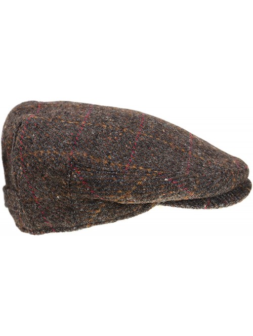 Newsboy Caps Men's Tweed Cap 100% Irish Wool Tweed Driver's Cap Made in Ireland - Brown Fleck Plaid - C818OWXCL0Y $57.83