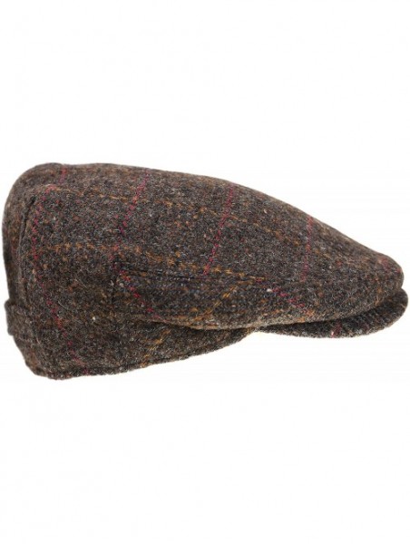 Newsboy Caps Men's Tweed Cap 100% Irish Wool Tweed Driver's Cap Made in Ireland - Brown Fleck Plaid - C818OWXCL0Y $57.83