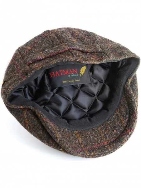 Newsboy Caps Men's Tweed Cap 100% Irish Wool Tweed Driver's Cap Made in Ireland - Brown Fleck Plaid - C818OWXCL0Y $57.83