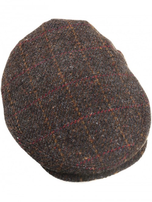 Newsboy Caps Men's Tweed Cap 100% Irish Wool Tweed Driver's Cap Made in Ireland - Brown Fleck Plaid - C818OWXCL0Y $57.83