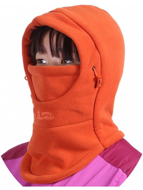 Skullies & Beanies Children's Winter Windproof Cap Thick Warm Face Cover Adjustable Ski Hat - Orange - CN186QH5C8O $11.53