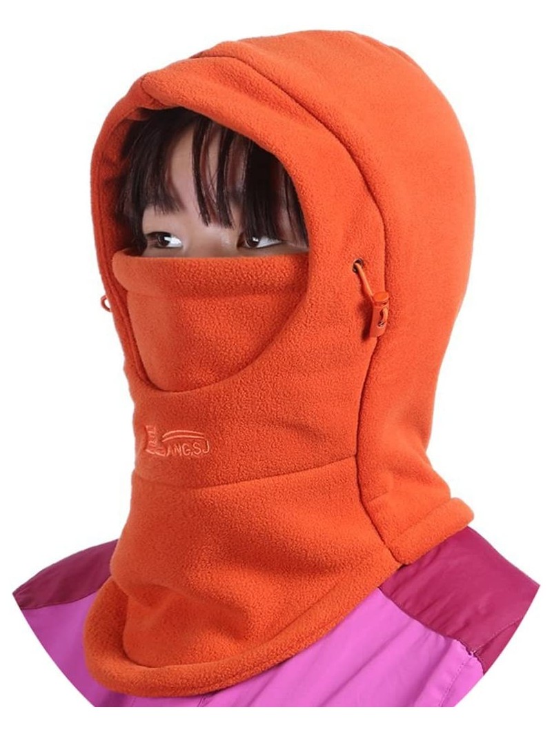 Skullies & Beanies Children's Winter Windproof Cap Thick Warm Face Cover Adjustable Ski Hat - Orange - CN186QH5C8O $11.53